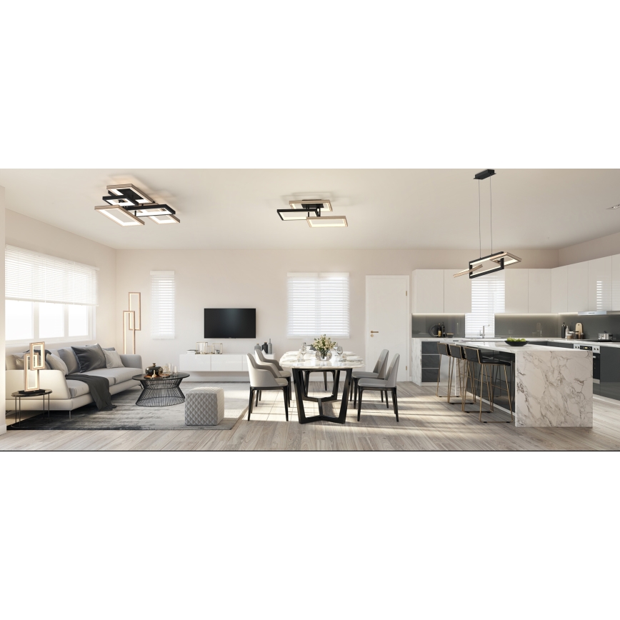 Wofi 7022-306- LED ljusreglerad ljuskrona på textilsladd MATERA LED/30W/230V svart/brun