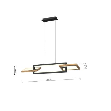 Wofi 7022-306- LED ljusreglerad ljuskrona på textilsladd MATERA LED/30W/230V svart/brun