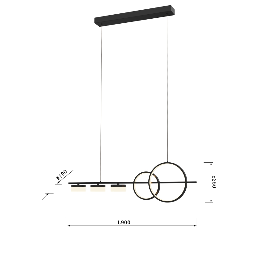 Wofi 7030-502 - LED ljusreglerad ljuskrona på textilsladd MESSINA LED/40W/230V svart