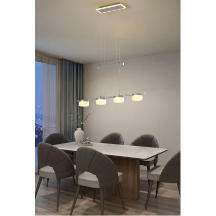 Wofi 7054-503 - LED ljusreglerad ljuskrona på textilsladd JESSE LED/21W/230V matt krom