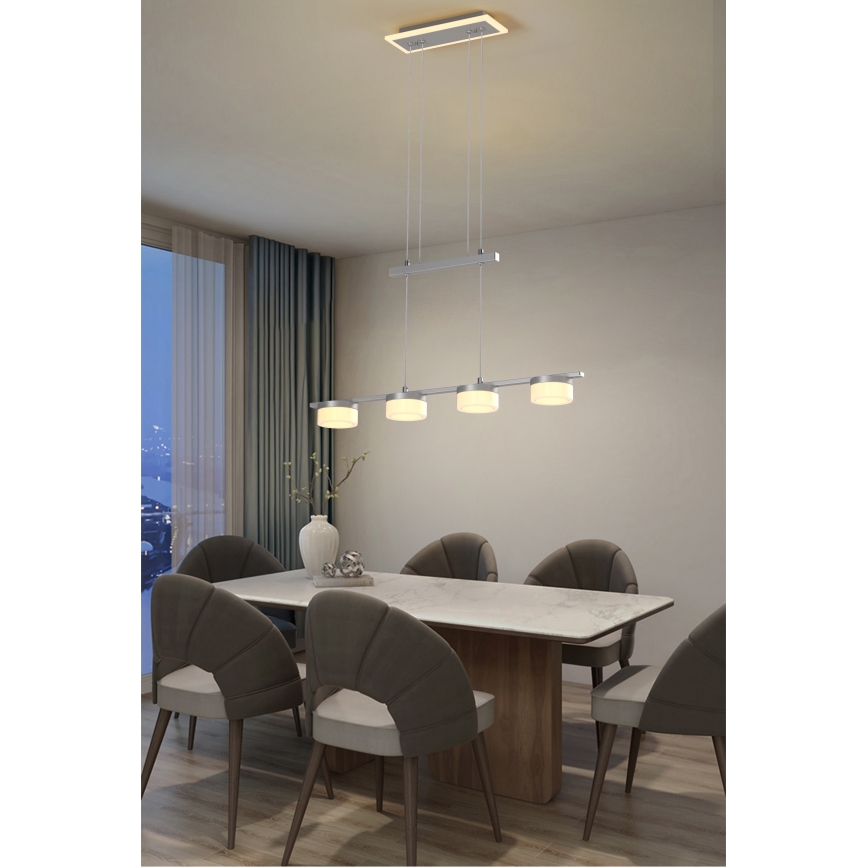 Wofi 7054-503 - LED ljusreglerad ljuskrona på textilsladd JESSE LED/21W/230V matt krom