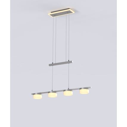 Wofi 7054-503 - LED ljusreglerad ljuskrona på textilsladd JESSE LED/21W/230V matt krom