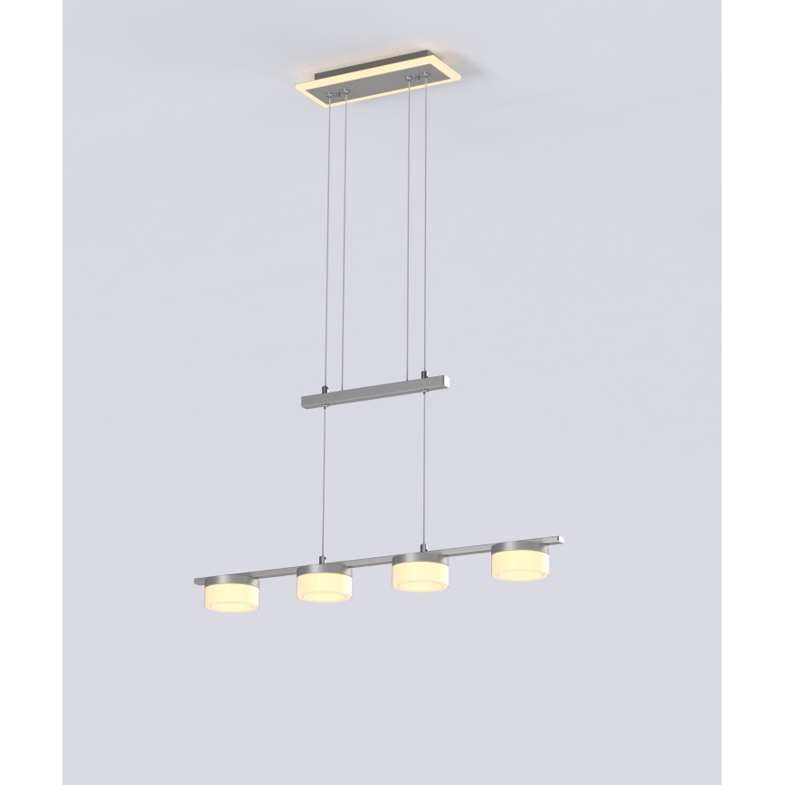 Wofi 7054-503 - LED ljusreglerad ljuskrona på textilsladd JESSE LED/21W/230V matt krom