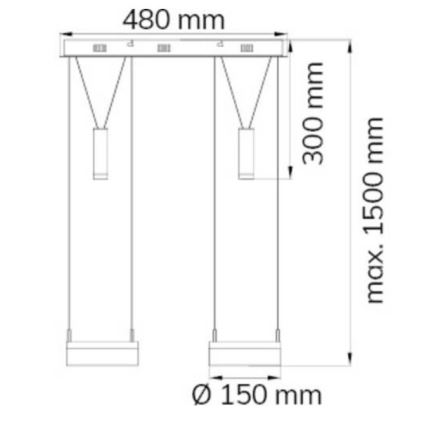 Wofi 7263.04.54.6000 - LED ljusreglerad ljuskrona på textilsladd JETTE 2xLED/7,5W/230V + 2xLED/1W