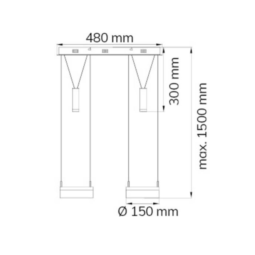 Wofi 7263.04.54.6000 - LED ljusreglerad ljuskrona på textilsladd JETTE 2xLED/7,5W/230V + 2xLED/1W