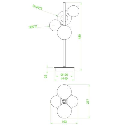 Wofi 8014.04.24.9000 - LED bordslampa VILLA 4xG9/3W/230V svart