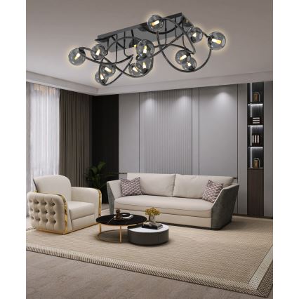 Wofi 9014-1205 - LED ytmonterad ljuskrona NANCY 12xG9/3,5W/230V svart/skinande krom