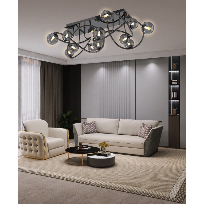 Wofi 9014-1205 - LED ytmonterad ljuskrona NANCY 12xG9/3,5W/230V svart/skinande krom