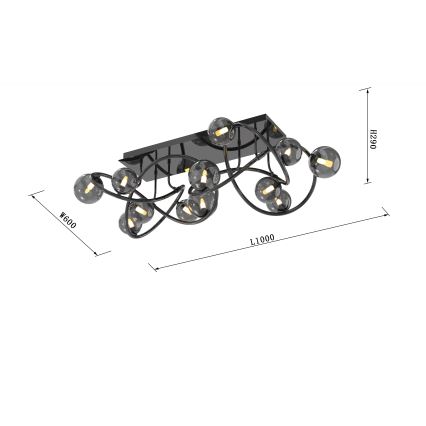 Wofi 9014-1205 - LED ytmonterad ljuskrona NANCY 12xG9/3,5W/230V svart/skinande krom