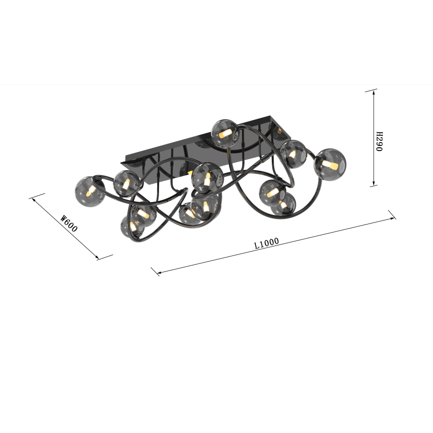 Wofi 9014-1205 - LED ytmonterad ljuskrona NANCY 12xG9/3,5W/230V svart/skinande krom