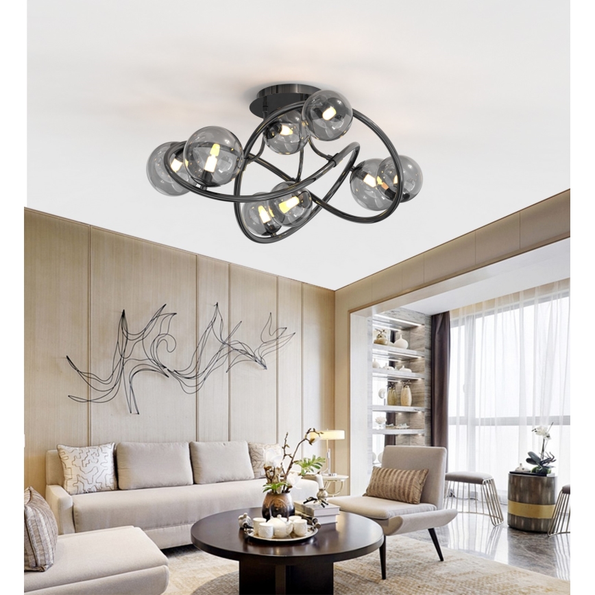 Wofi 9014-805 - LED ytmonterad ljuskrona NANCY 8xG9/3,5W/230V svart/skinande krom