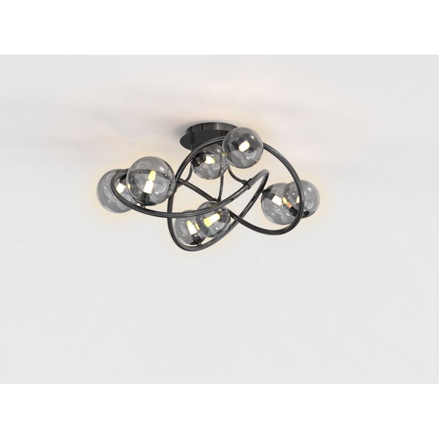 Wofi 9014-805 - LED ytmonterad ljuskrona NANCY 8xG9/3,5W/230V svart/skinande krom