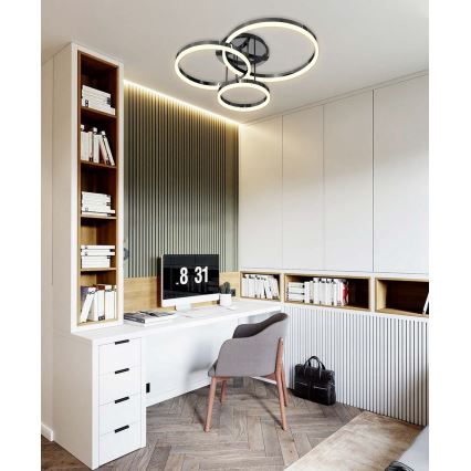 Wofi 9049-405 - Dimbar LED ytmonterad ljuskrona PERPIGNAN LED/51W/230V svart/skinande krom
