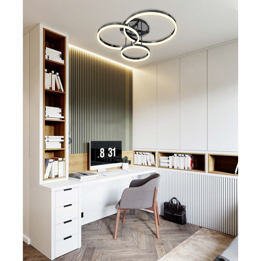 Wofi 9049-405 - Dimbar LED ytmonterad ljuskrona PERPIGNAN LED/51W/230V svart/skinande krom