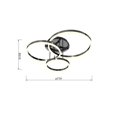 Wofi 9049-405 - Dimbar LED ytmonterad ljuskrona PERPIGNAN LED/51W/230V svart/skinande krom