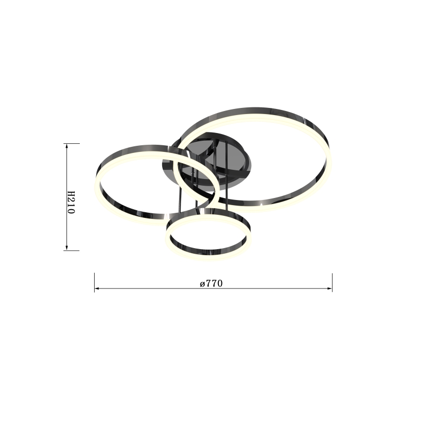 Wofi 9049-405 - Dimbar LED ytmonterad ljuskrona PERPIGNAN LED/51W/230V svart/skinande krom