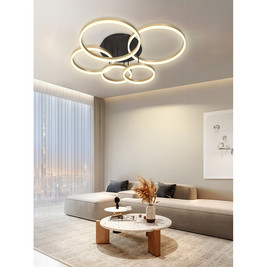 Wofi 9049-601 - Dimbar LED ytmonterad ljuskrona PERPIGNAN LED/80W/230V guld
