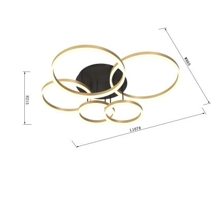 Wofi 9049-601 - Dimbar LED ytmonterad ljuskrona PERPIGNAN LED/80W/230V guld