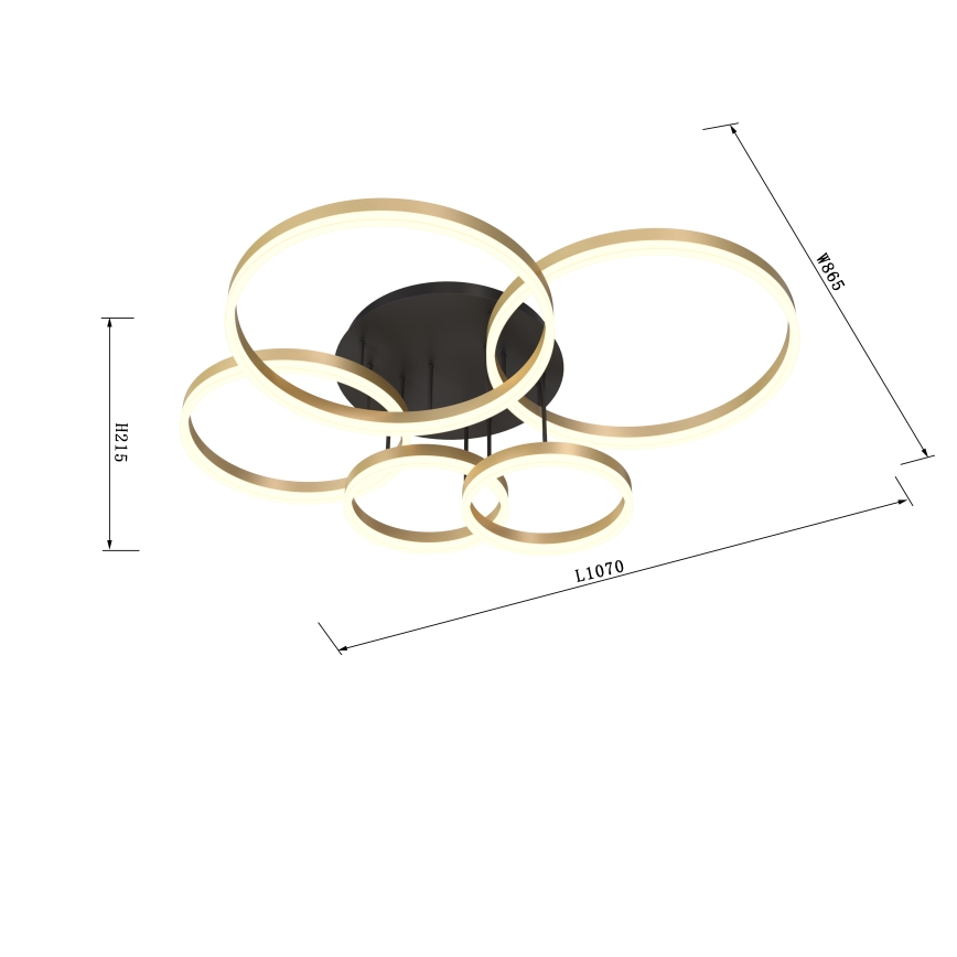 Wofi 9049-601 - Dimbar LED ytmonterad ljuskrona PERPIGNAN LED/80W/230V guld