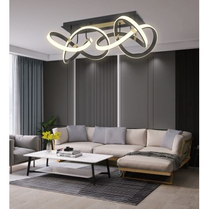 Wofi 9134-204 - Dimbar LED ytmonterad ljuskrona INDIGO LED/64W/230V svart/guld