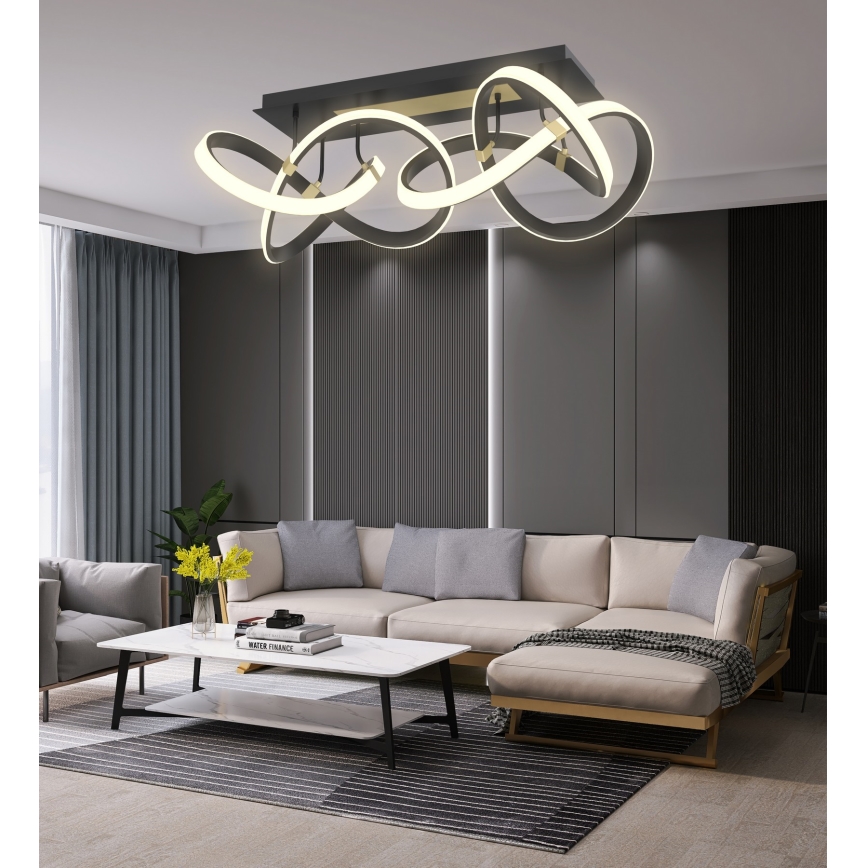 Wofi 9134-204 - Dimbar LED ytmonterad ljuskrona INDIGO LED/64W/230V svart/guld