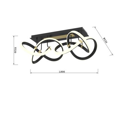 Wofi 9134-204 - Dimbar LED ytmonterad ljuskrona INDIGO LED/64W/230V svart/guld