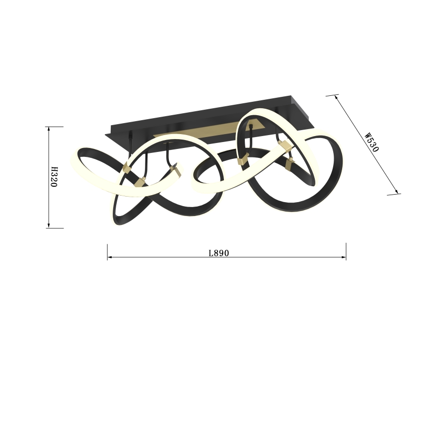 Wofi 9134-204 - Dimbar LED ytmonterad ljuskrona INDIGO LED/64W/230V svart/guld