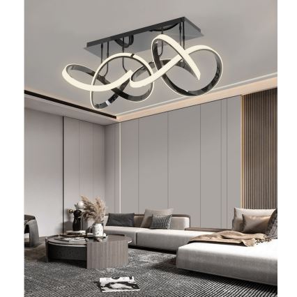 Wofi 9134-205 - LED Dimbar taklampa INDIGO LED/64W/230V svart/glansig krom