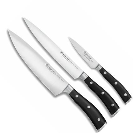Wüsthof - Set med köksknivar CLASSIC IKON 3 delar svart