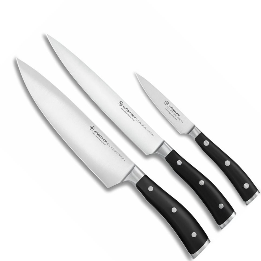 Wüsthof - Set med köksknivar CLASSIC IKON 3 delar svart