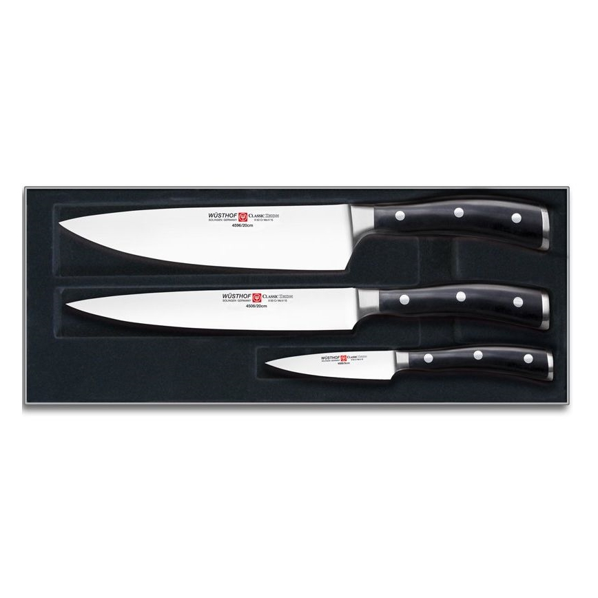 Wüsthof - Set med köksknivar CLASSIC IKON 3 delar svart