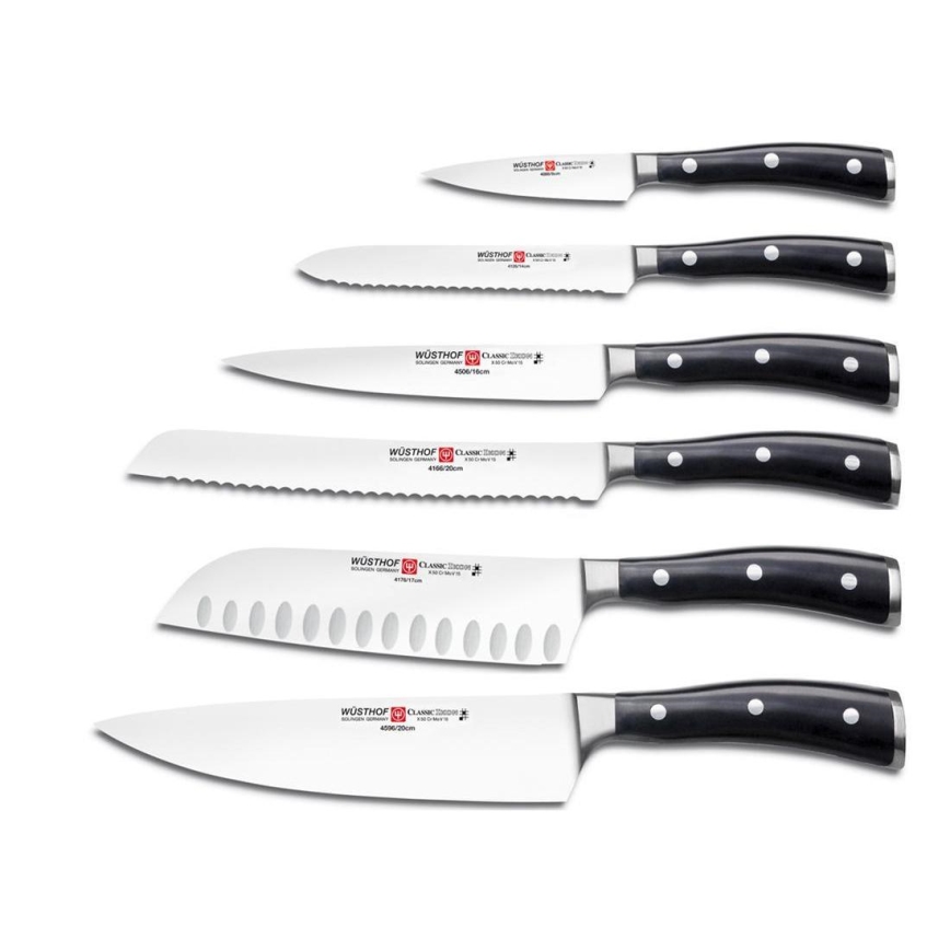 Wüsthof - Set med köksknivar i ett stativ CLASSIC IKON 7 delar ask/svart