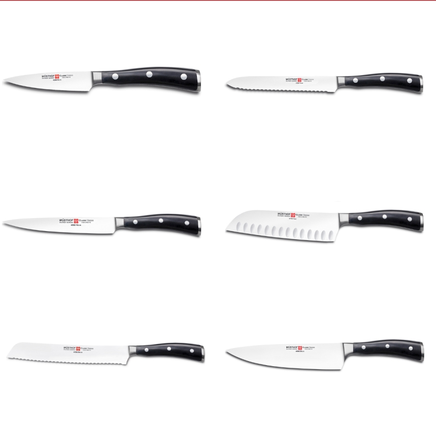 Wüsthof - Set med köksknivar i ett stativ CLASSIC IKON 7 delar ask/svart