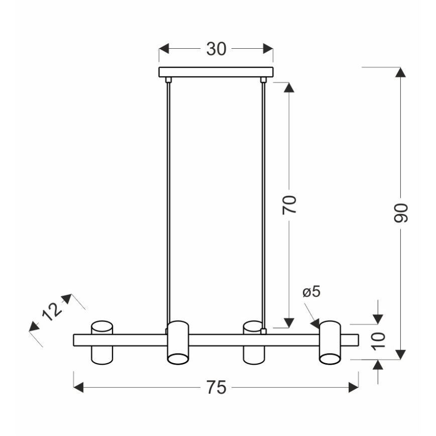 XILO lampa hängande med 4xGU10/25W/230V i bok och vit