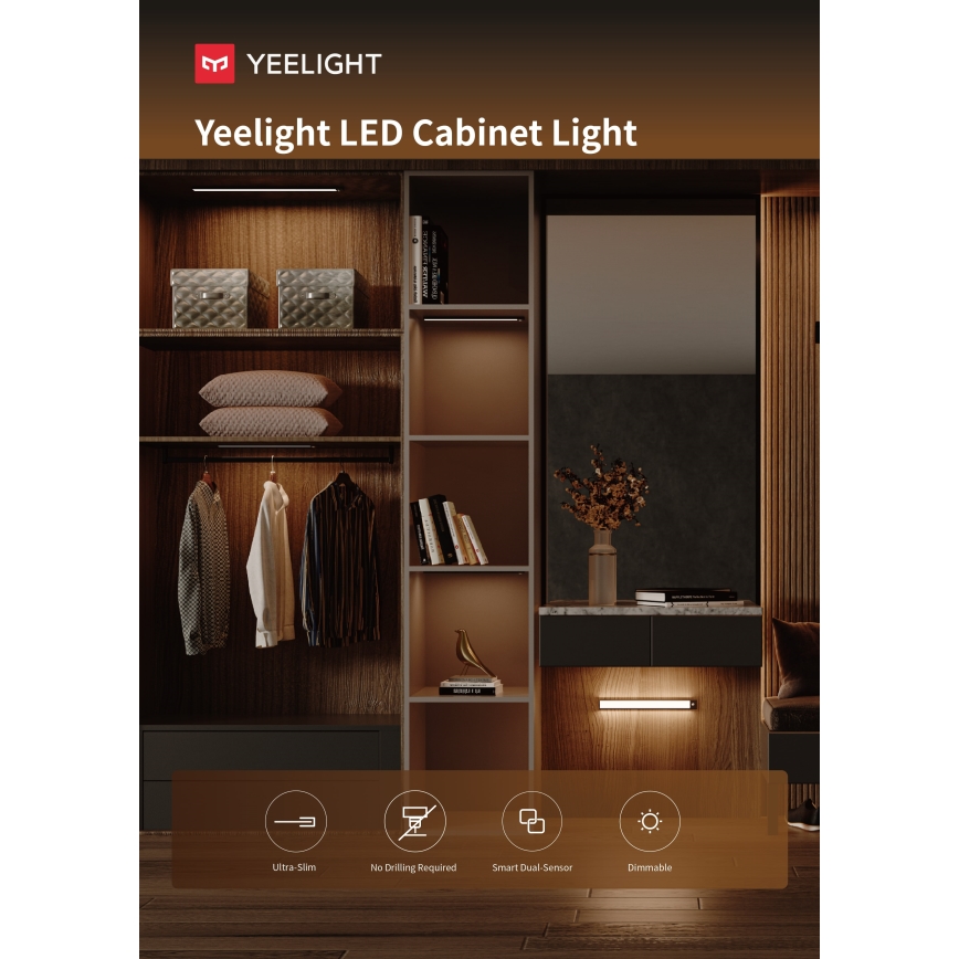 Yeelight - LED Dimbar uppladdningsbar möbelbelysning med sensor LED/2,4W/2200 mAh 4000K 60 cm svart