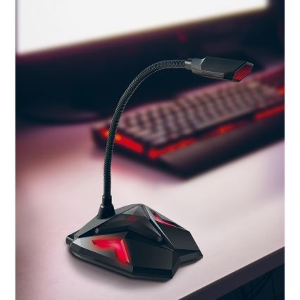 Yenkee - LED Gaming USB microphone 5V svart/röd