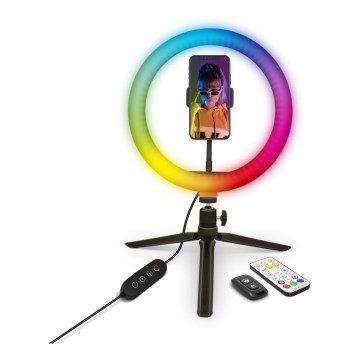 Yenkee - LED RGB Ljusreglerad lampa med en tripod och holder för vlogging LED/5V + fjärrkontroll
