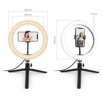 Yenkee - LED RGB Ljusreglerad lampa med en tripod och holder för vlogging LED/5V + fjärrkontroll