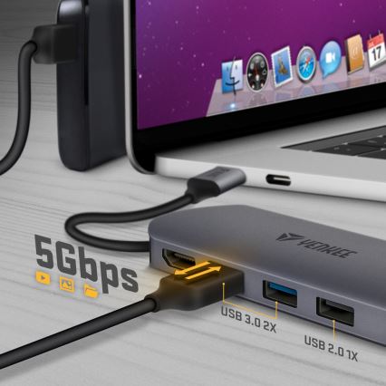 Yenkee - Multi-port adapter 8in1 USB type C