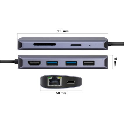 Yenkee - Multi-port adapter 8in1 USB type C