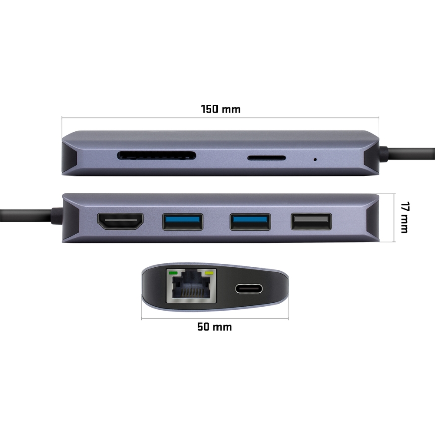 Yenkee - Multi-port adapter 8in1 USB type C