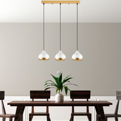 YILDO hänglampa 3xE27/40W/230V vit/guld
