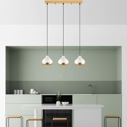 YILDO hänglampa 3xE27/40W/230V vit/guld
