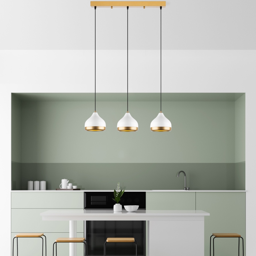YILDO hänglampa 3xE27/40W/230V vit/guld