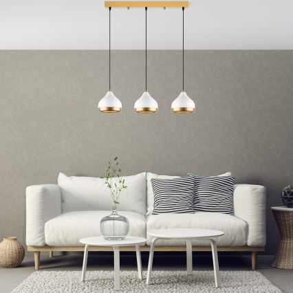 YILDO hänglampa 3xE27/40W/230V vit/guld
