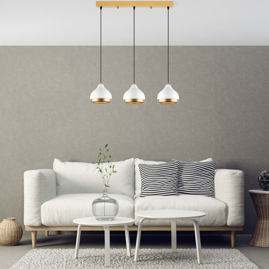 YILDO hänglampa 3xE27/40W/230V vit/guld