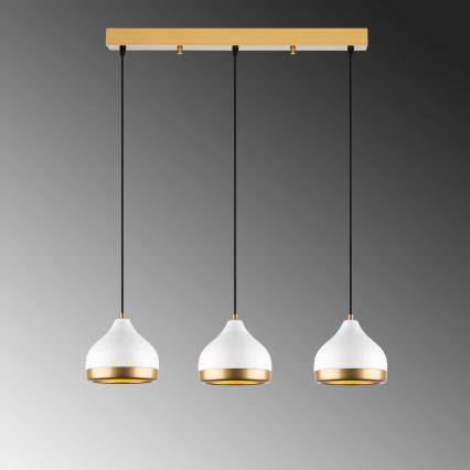 YILDO hänglampa 3xE27/40W/230V vit/guld