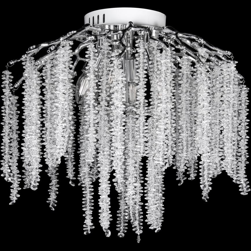 Ytmonterad ljuskrona 6xE14/60W/230V + 3xLED/3W diameter 54 cm skinande krom