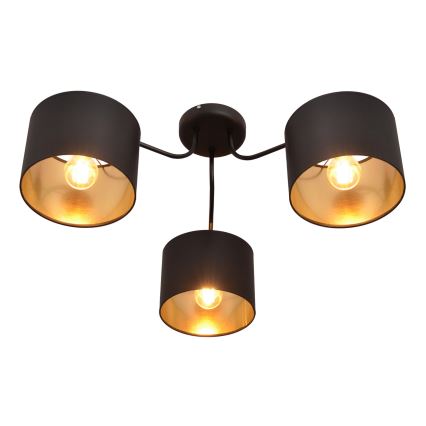 Ytmonterad Ljuskrona ALBA 3xE27/15W/230V svart/guld