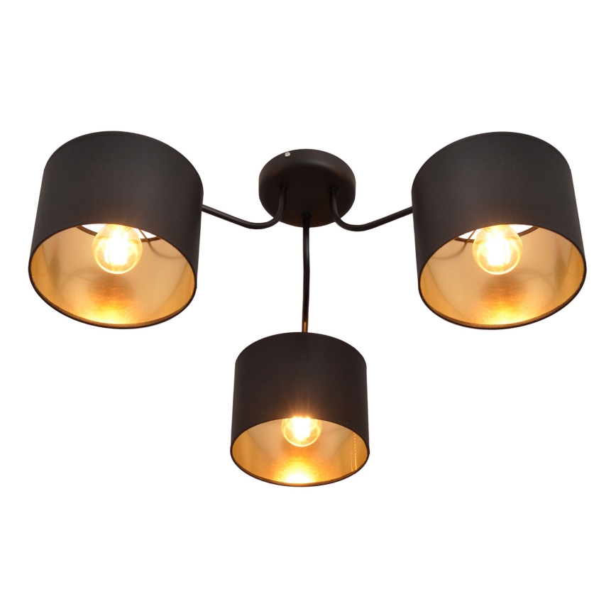 Ytmonterad Ljuskrona ALBA 3xE27/15W/230V svart/guld